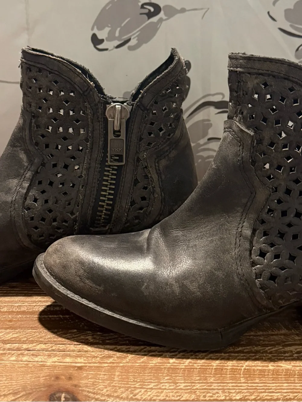 Circle G Black Perforated Cutout Ankle Boots